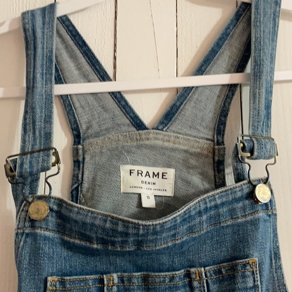 FRAME DENIM OVERALLS sz S distressed at pockets. - Picture 6 of 7